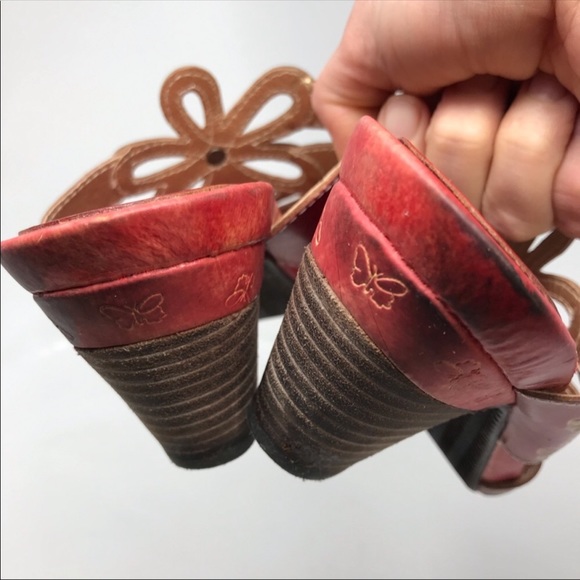 Spring Step Carlina Heel Sandals EU 38 US 7.5 8 Red Rhinestone Artsy Colorful - Picture 5 of 8